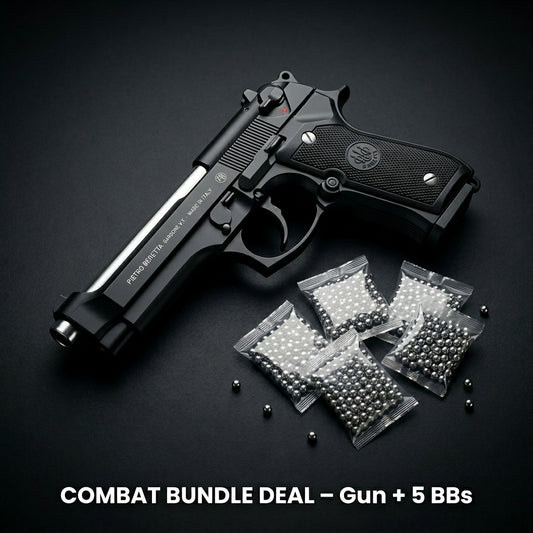 Half Black Beretta M92 Gun + 5 BBs - Action Pack