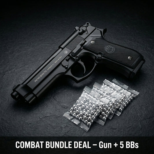 Matte Beretta M92 Gun + 5 BBs - Action Pack