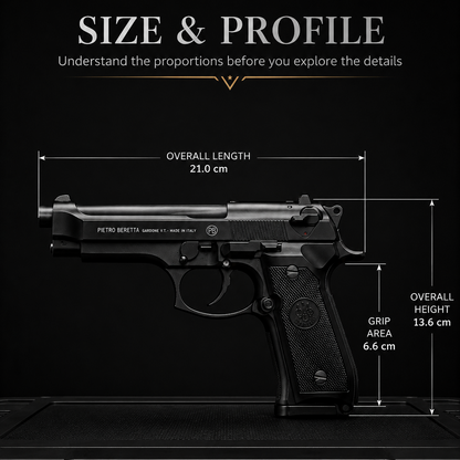 Matte Beretta M92 Gun + 5 BBs - Action Pack