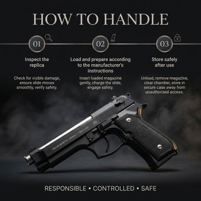 Black M92 Beretta Airsoft Toy Gun Realistic Design Safe Fun For Play