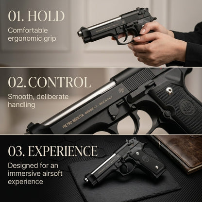 Half Black Beretta M92 Gun + 5 BBs - Action Pack