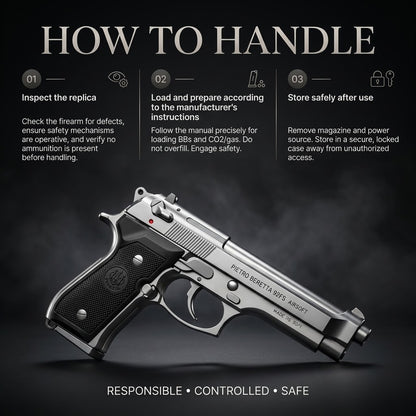 Silver M92 Beretta Airsoft Toy Gun Realistic Design Safe Fun For Play