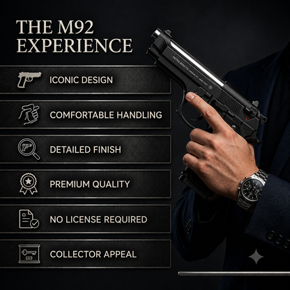 Black M92 Beretta Airsoft Toy Gun Realistic Design Safe Fun For Play
