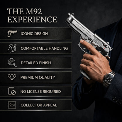 Silver M92 Beretta Airsoft Toy Gun Realistic Design Safe Fun For Play
