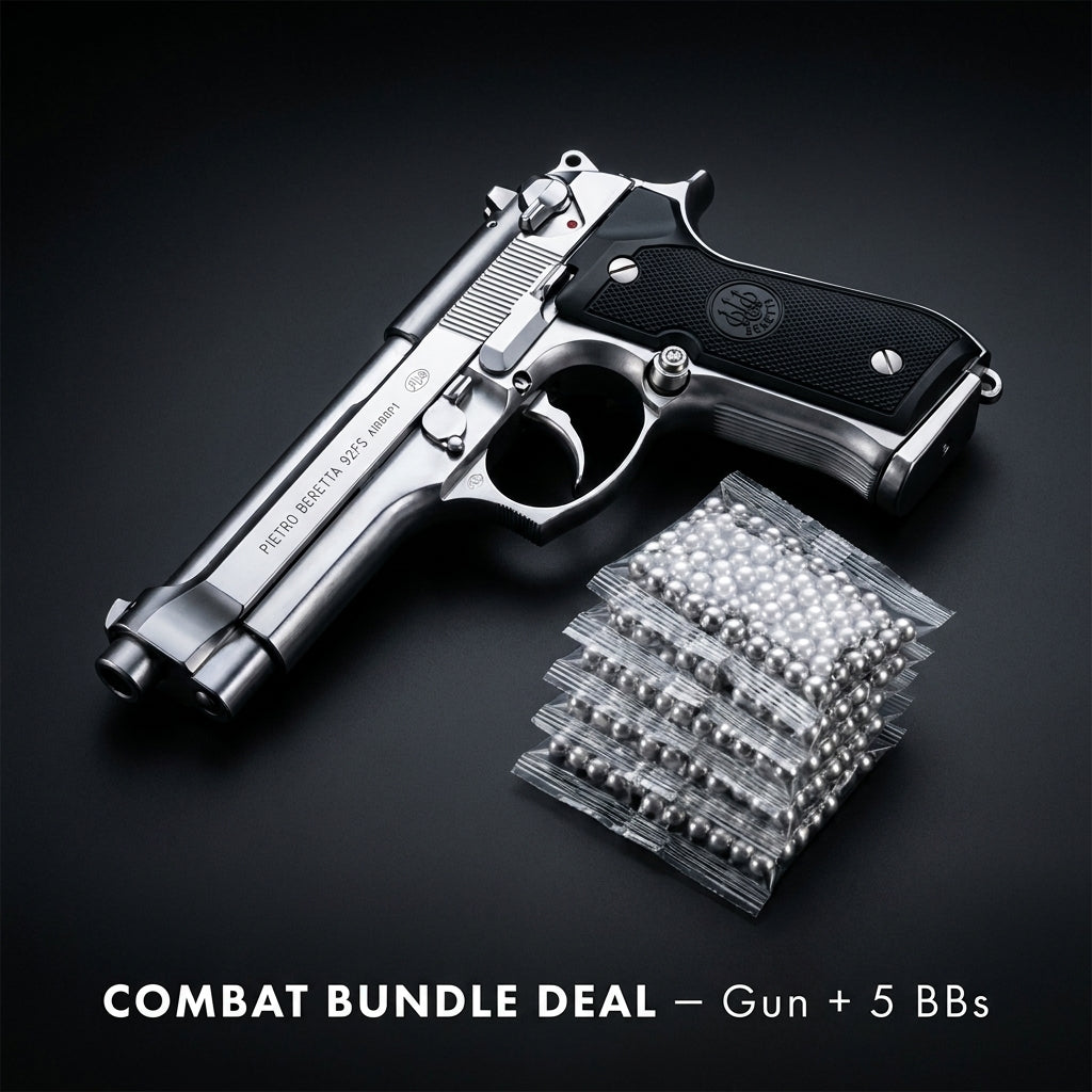 Silver Beretta M92 Gun + 5 BBs - Action Pack