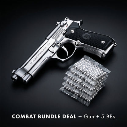 Silver Beretta M92 Gun + 5 BBs - Action Pack