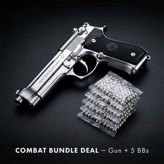 Silver Beretta M92 Gun + 5 BBs - Action Pack