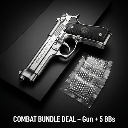 Silver Beretta M92 Gun + 5 BBs - Action Pack