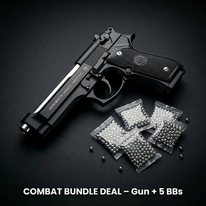 Half Black Beretta M92 Gun + 5 BBs - Action Pack