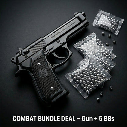 Matte Beretta M92 Gun + 5 BBs - Action Pack