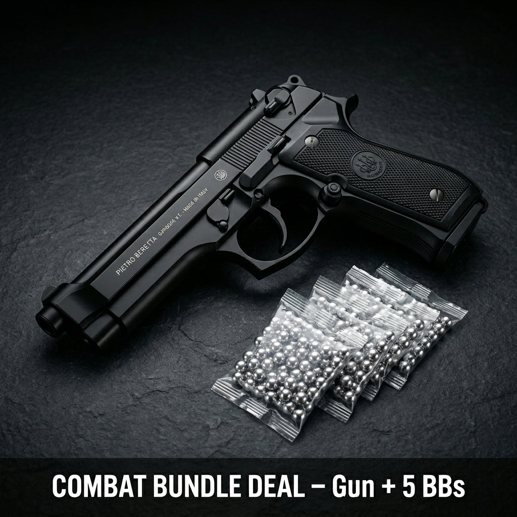 Matte Beretta M92 Gun + 5 BBs - Action Pack
