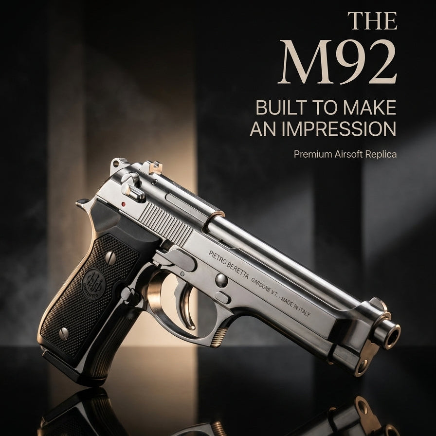 Silver M92 Beretta Airsoft Toy Gun Realistic Design Safe Fun For Play