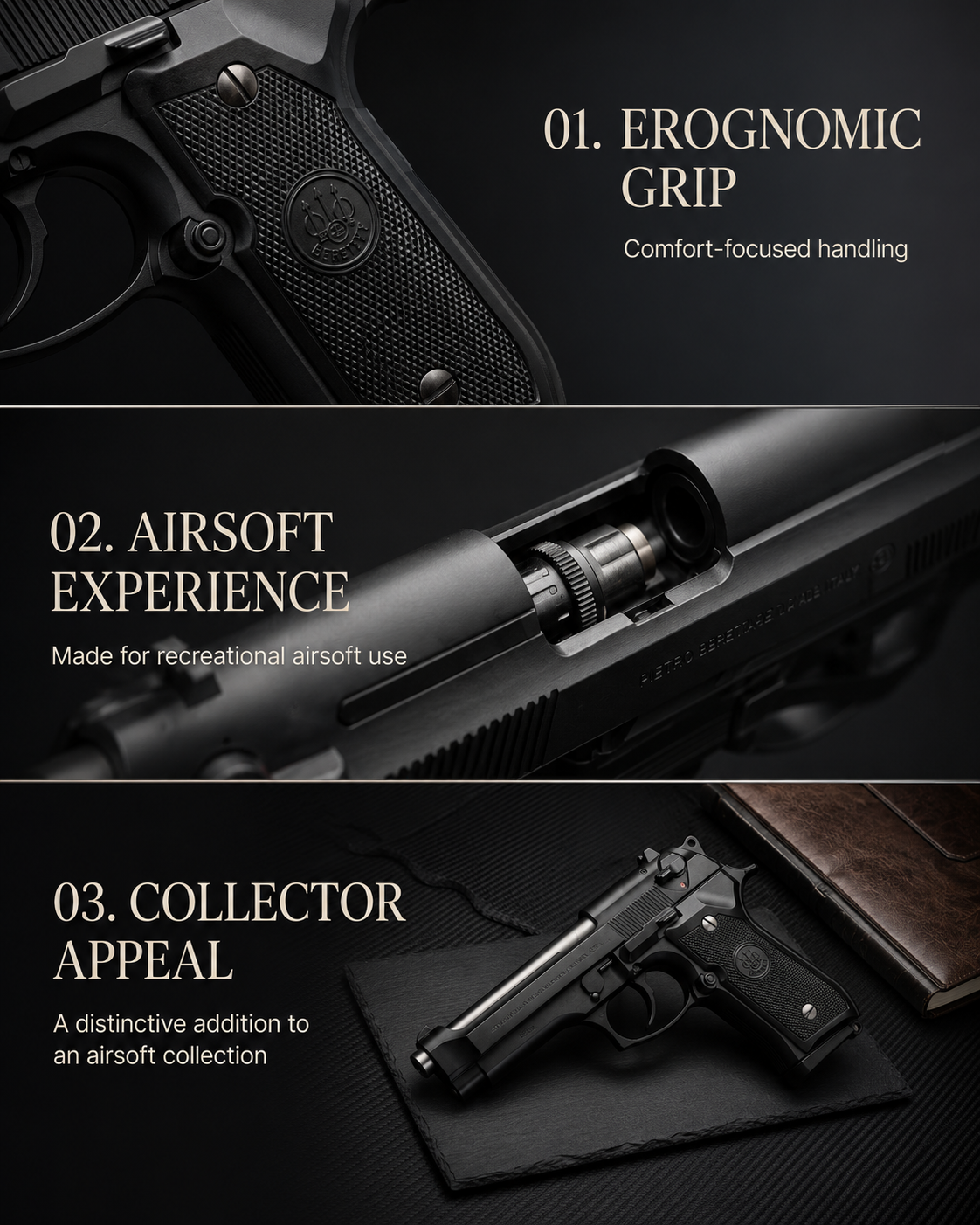 Matte Beretta M92 Gun + 5 BBs - Action Pack