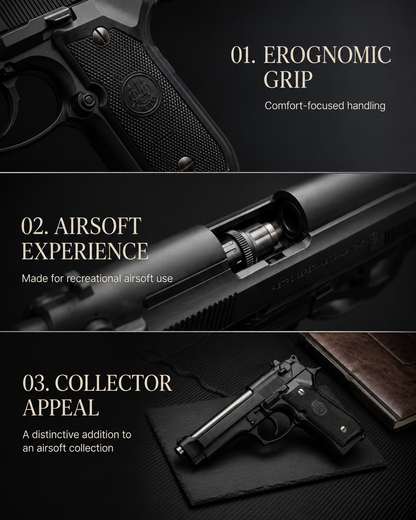 Matte Beretta M92 Gun + 5 BBs - Action Pack
