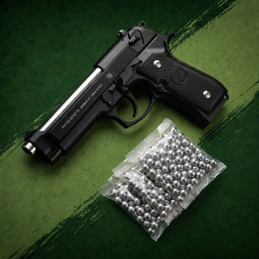 Half Black Beretta M92 Gun + 5 BBs - Action Pack