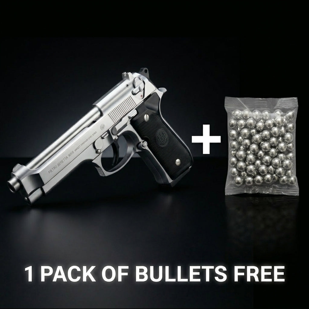 Silver M92 Beretta Airsoft Toy Gun Realistic Design Safe Fun For Play