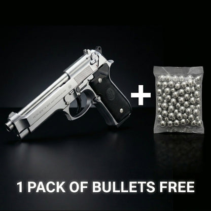 Silver M92 Beretta Airsoft Toy Gun Realistic Design Safe Fun For Play