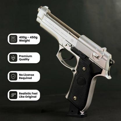 Silver M92 Beretta Airsoft Toy Gun Realistic Design Safe Fun For Play