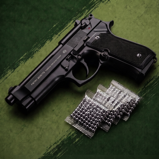 Matte Beretta M92 Gun + 5 BBs - Action Pack